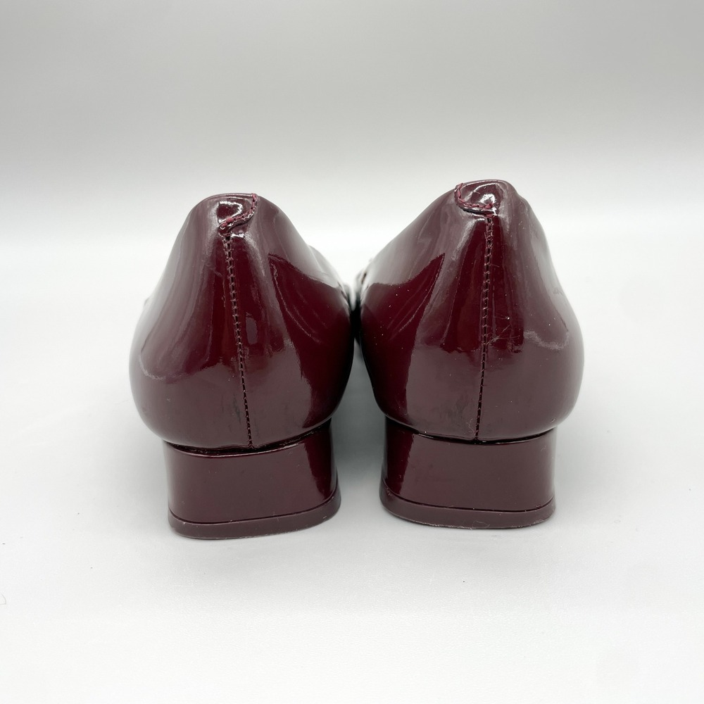 Tory Burch Gigi Pumps Womens 7M Burgundy Patent Leather Low Heel Gold Logo - Picture 6 of 12